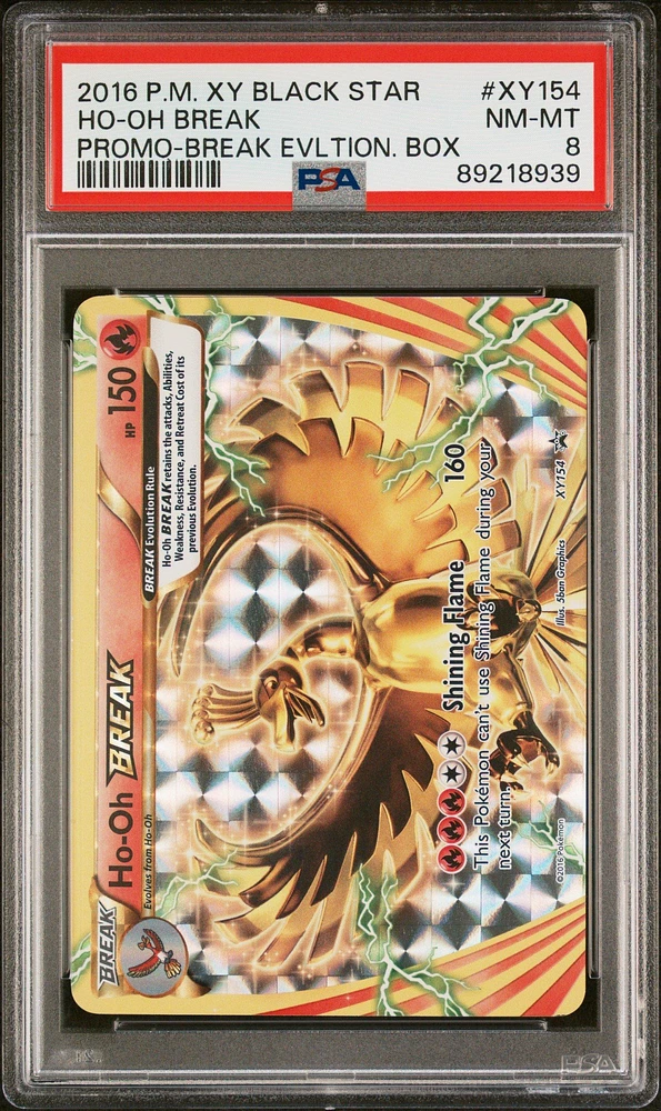 2016 Pokemon Xy Black Star Promo Xy154 Ho-oh Break Break Evolution Box PSA 8