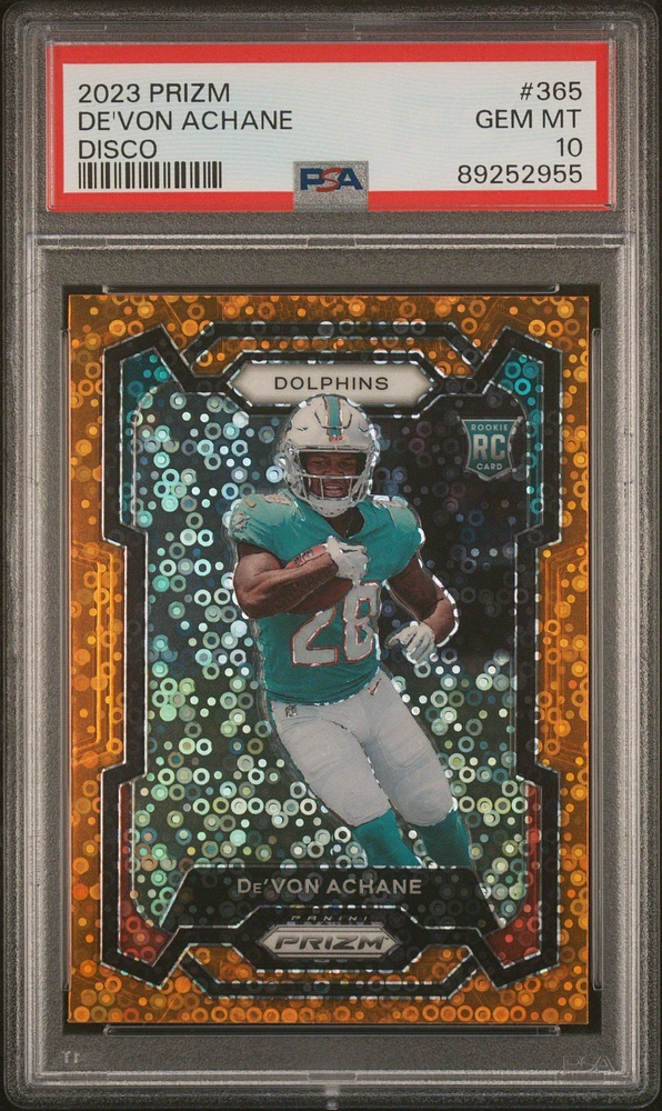 2023 Panini Prizm 365 De'von Achane Disco Prizm PSA 10
