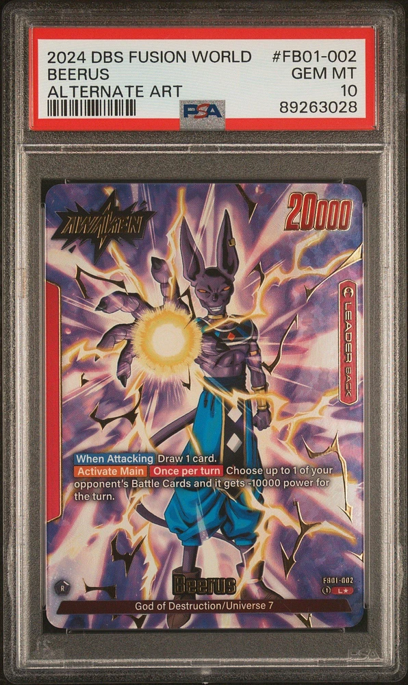 2024 Dragon Ball Super Card Game Fusion World Awakened Pulse Fb01- Beerus Alternate Art PSA 10