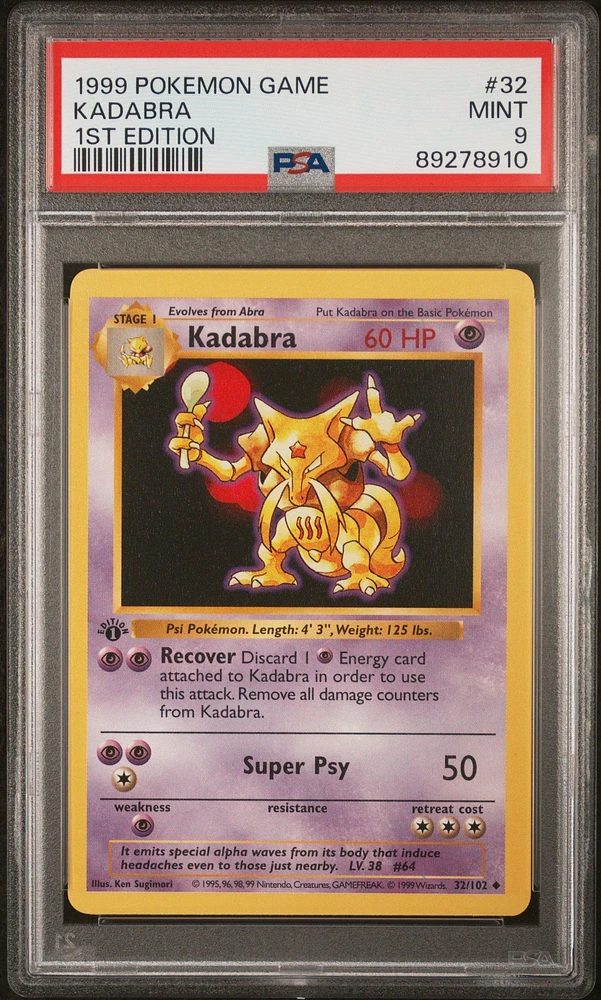 1999 Pokemon Game 32 Kadabra 1st Edition PSA 9