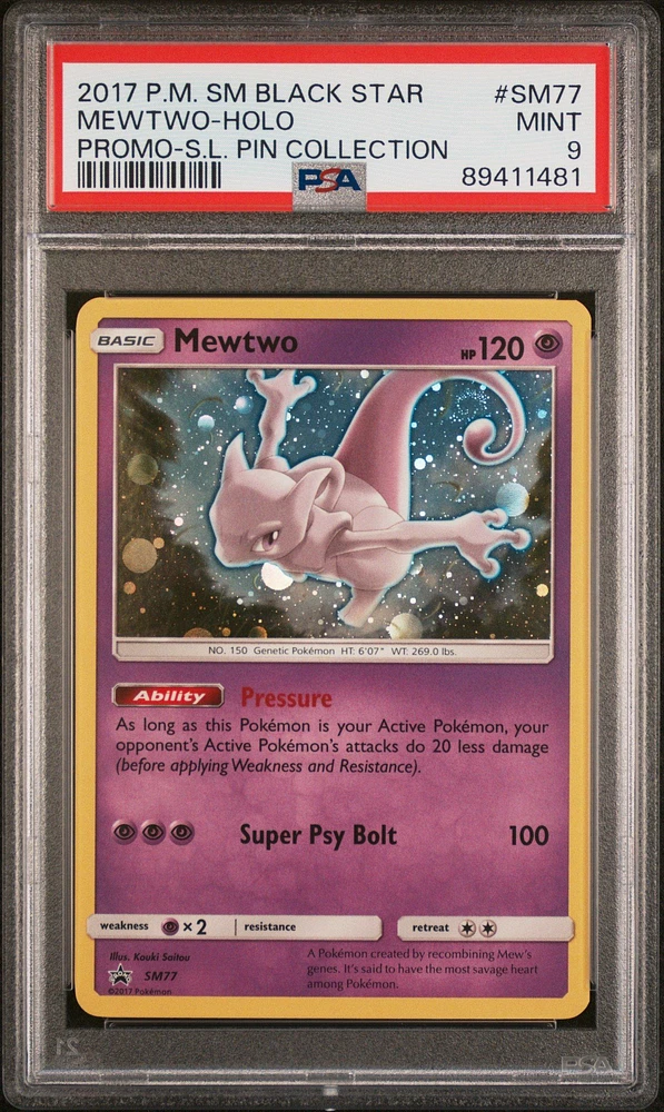 2017 Pokemon Sm Black Star Promo Sm77 Mewtwo PSA 9