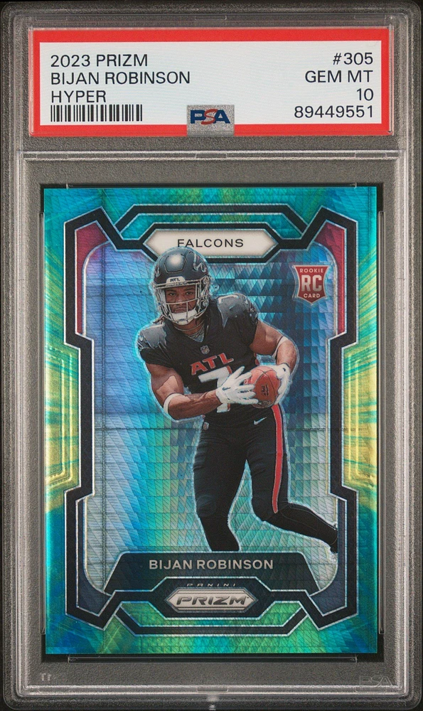 2023 Panini Prizm 305 Bijan Robinson Hyper Prizm PSA 10
