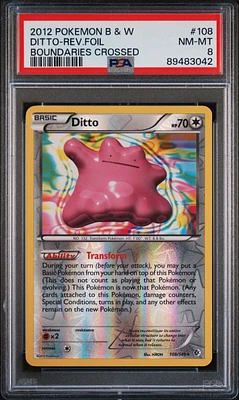 2012 Pokemon Black & White Boundaries Crossed 108 Ditto-reverse Foil PSA 8