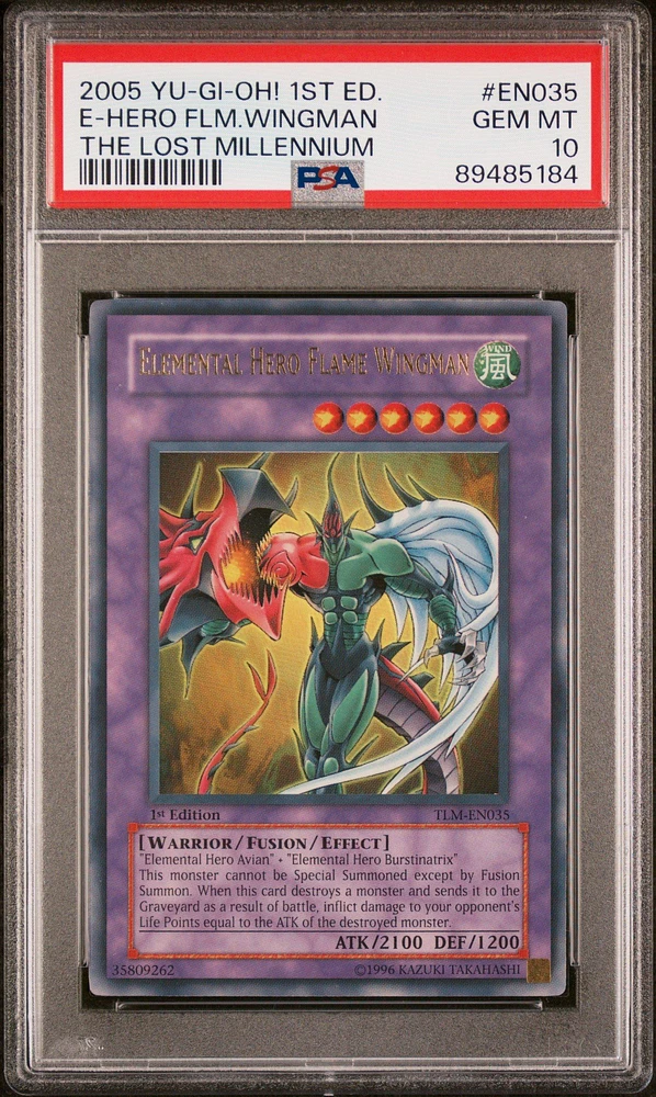 2005 Yu-gi-oh! Tlm-the Lost Millennium En035 Elemental Hero Flame Wingman 1st Edition PSA 10