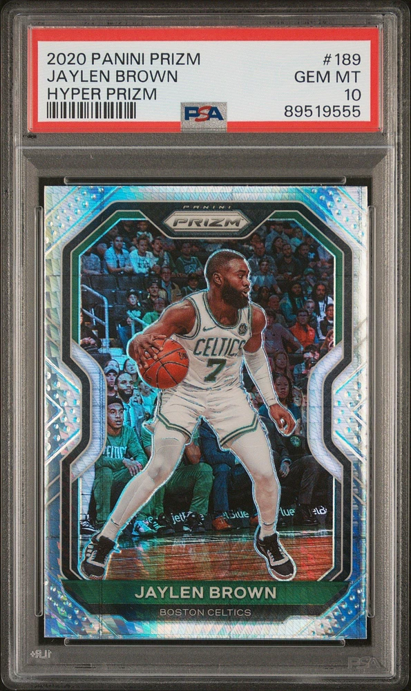 2020 Panini Prizm 189 Jaylen Brown Hyper Prizm PSA 10