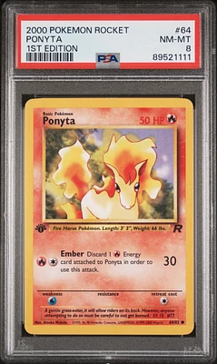 2000 Pokemon Rocket 64 Ponyta 1st Edition PSA 8