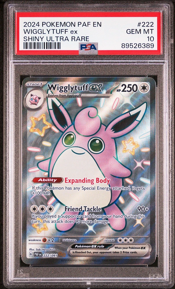 2024 Pokemon Paf En-paldean Fates 222 Wigglytuff Ex Shiny Ultra Rare PSA