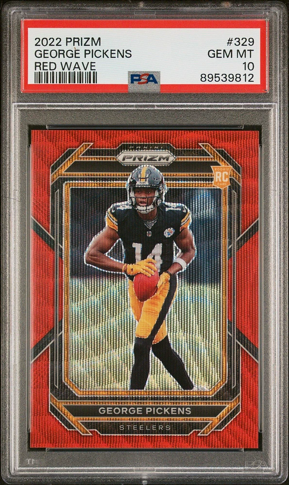 2022 Panini Prizm 329 George Pickens Red Wave PSA 10