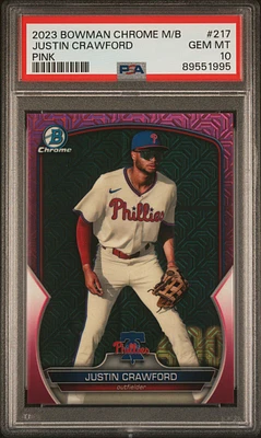 2023 Bowman Mega Box Chrome 217 Justin Crawford Pink PSA 10