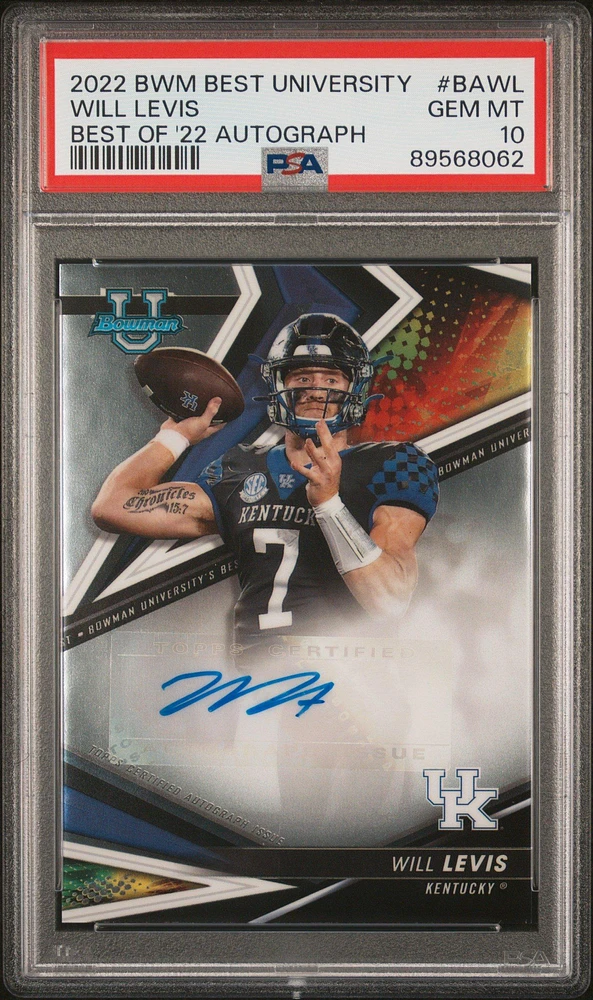 2022 Bowman's Best University Best Of 2022 Autographs Bawl Will Levis PSA 10