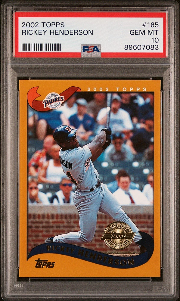 2002 Topps 165 Rickey Henderson PSA 10