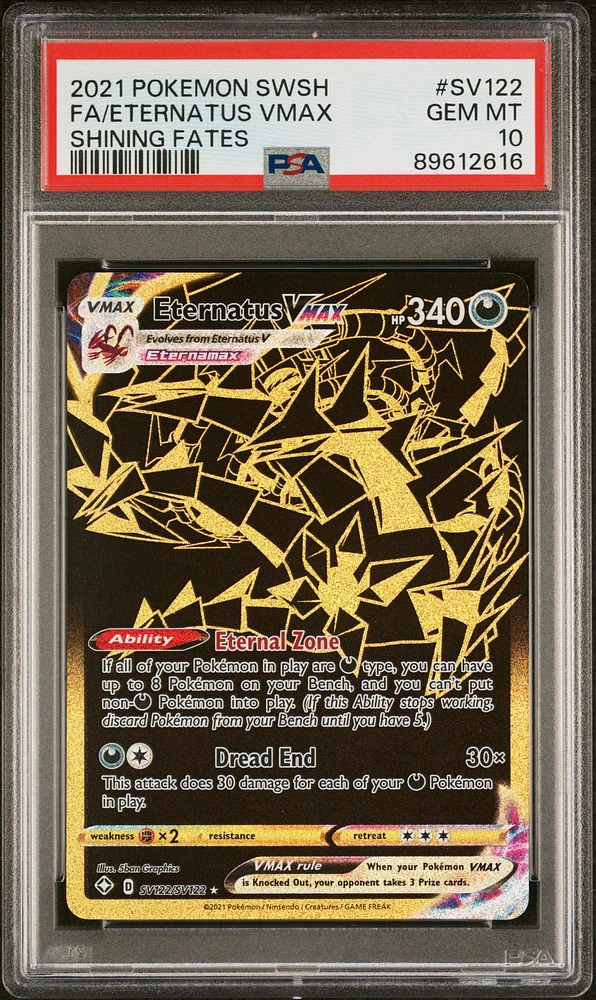 2021 Pokemon Sword & Shield Shining Fates Sv122 Fa/eternatus Vmax PSA 10