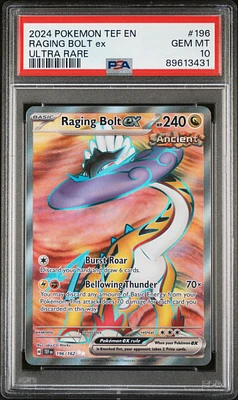2024 Pokemon Tef En-temporal Forces 196 Raging Bolt Ex PSA 10