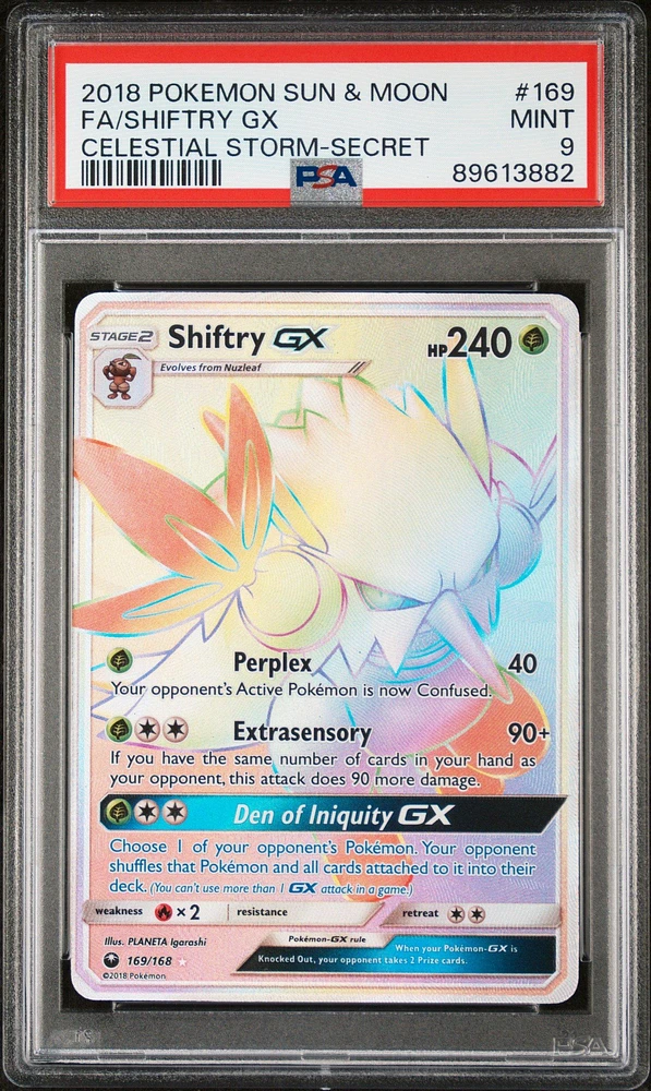2018 Pokemon Sun & Moon Celestial Storm 169 Full Art/shiftry Gx Secret PSA 9