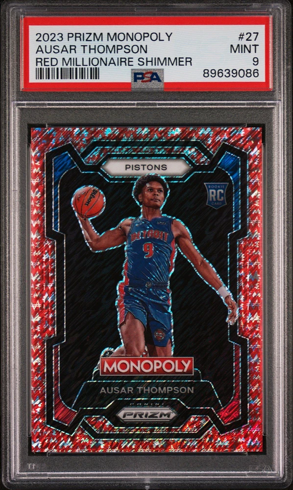 2023 Panini Prizm Monopoly 27 Ausar Thompson Red Millionaire Shimmer PSA 9