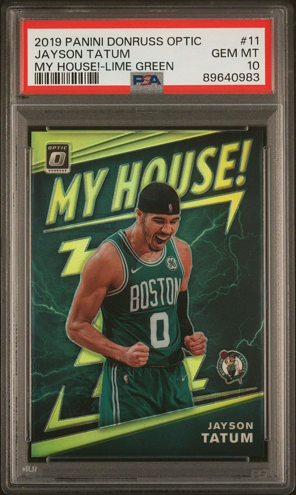 2019 Panini Donruss Optic My House! 11 Jayson Tatum Lime Green PSA 10