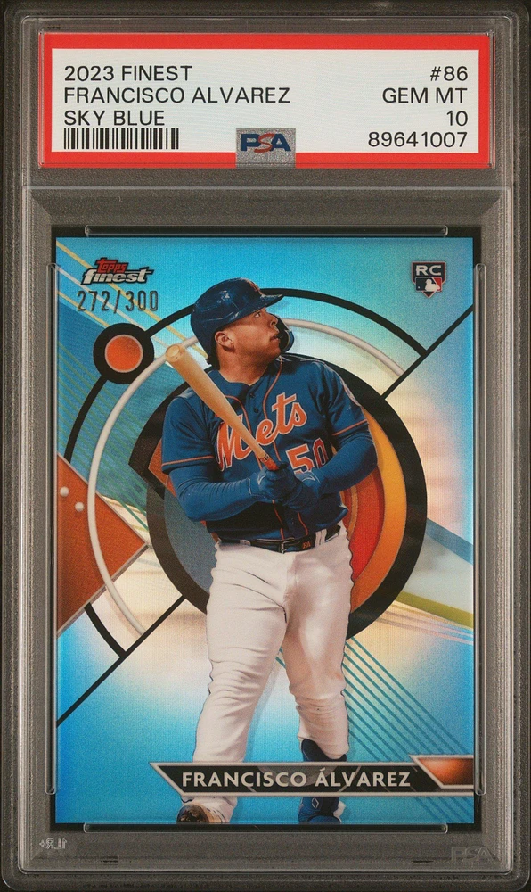 2023 Topps Finest 86 Francisco Alvarez Sky Blue PSA 10