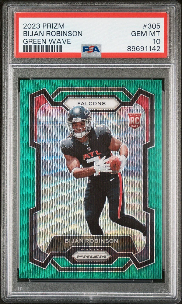 2023 Panini Prizm 305 Bijan Robinson Green Wave PSA 10
