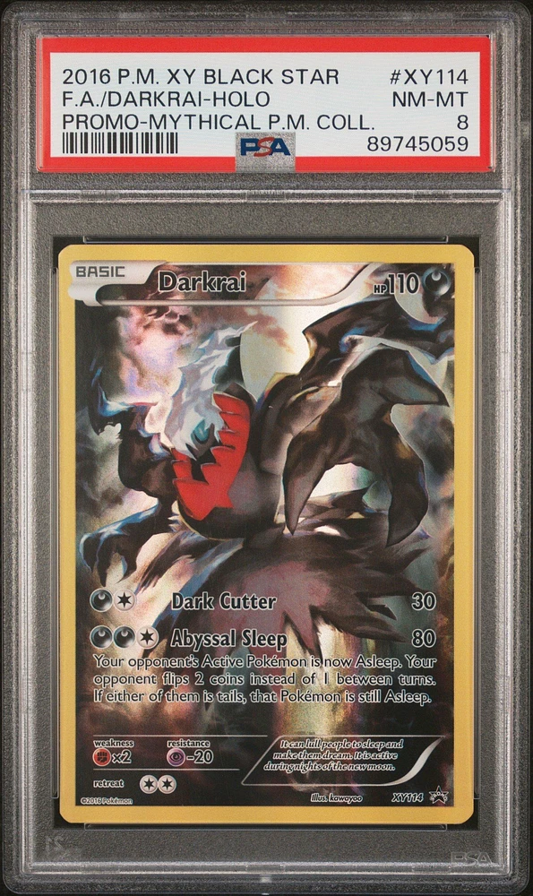2016 Pokemon Xy Black Star Promo Xy114 F.a./darkrai PSA 8