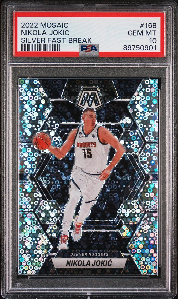 2022 Panini Mosaic 168 Nikola Jokic Silver Fast Break PSA 10