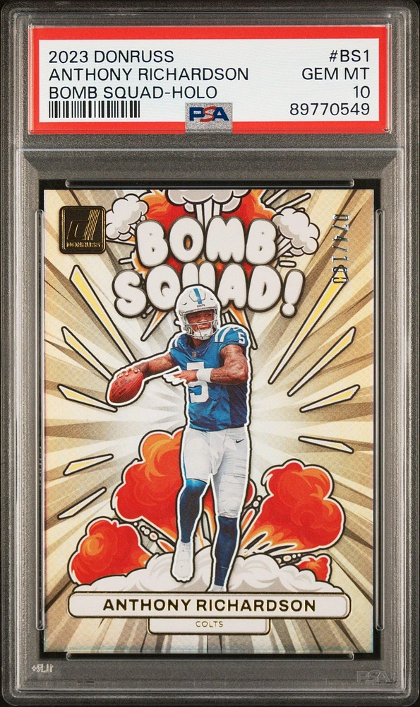 2023 Panini Donruss Bomb Squad Bs1 Anthony Richardson Holo PSA 10