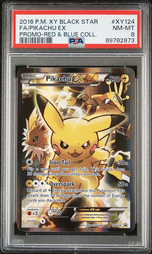 2016 Pokemon Xy Black Star Promo Xy124 Fa/pikachu Ex PSA 8