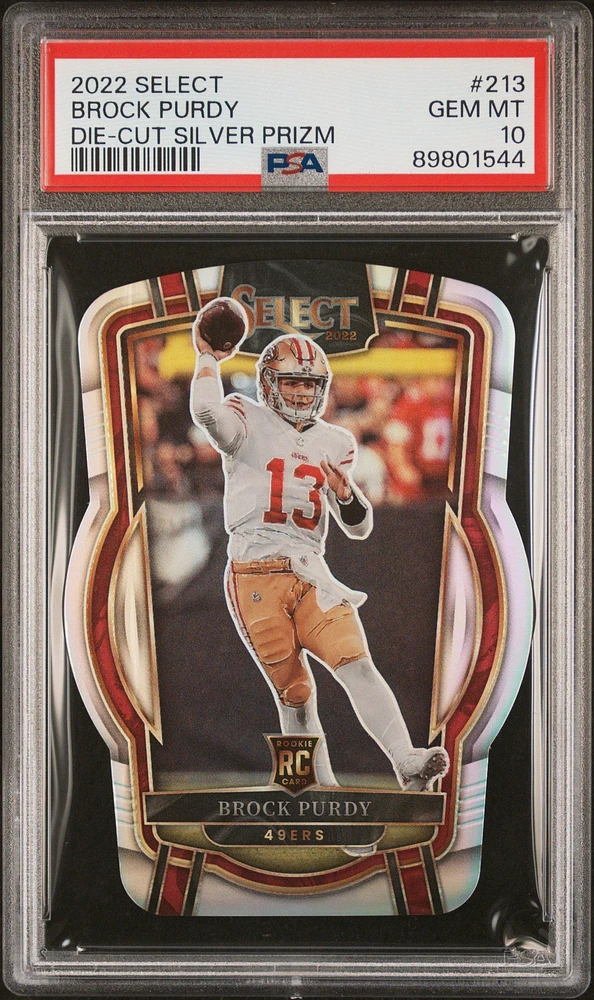 2022 Panini Select 213 Brock Purdy Die-cut Silver Prizm PSA 10