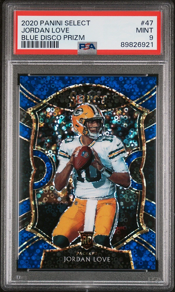 2020 Panini Select 47 Jordan Love Blue Disco Prizm PSA 9