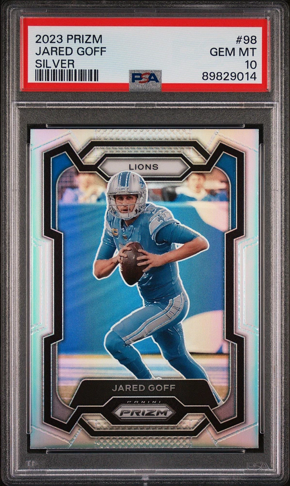 2023 Panini Prizm 98 Jared Goff Silver Prizm PSA 10