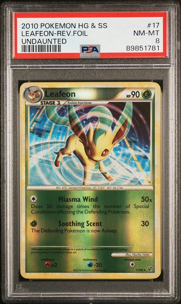 2010 Pokemon Heartgold & Soulsilver Undaunted 17 Leafeon PSA 8