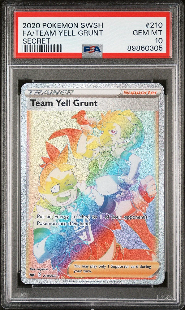 2020 Pokemon Sword & Shield 210 Full Art/team Yell Grunt Secret PSA 10