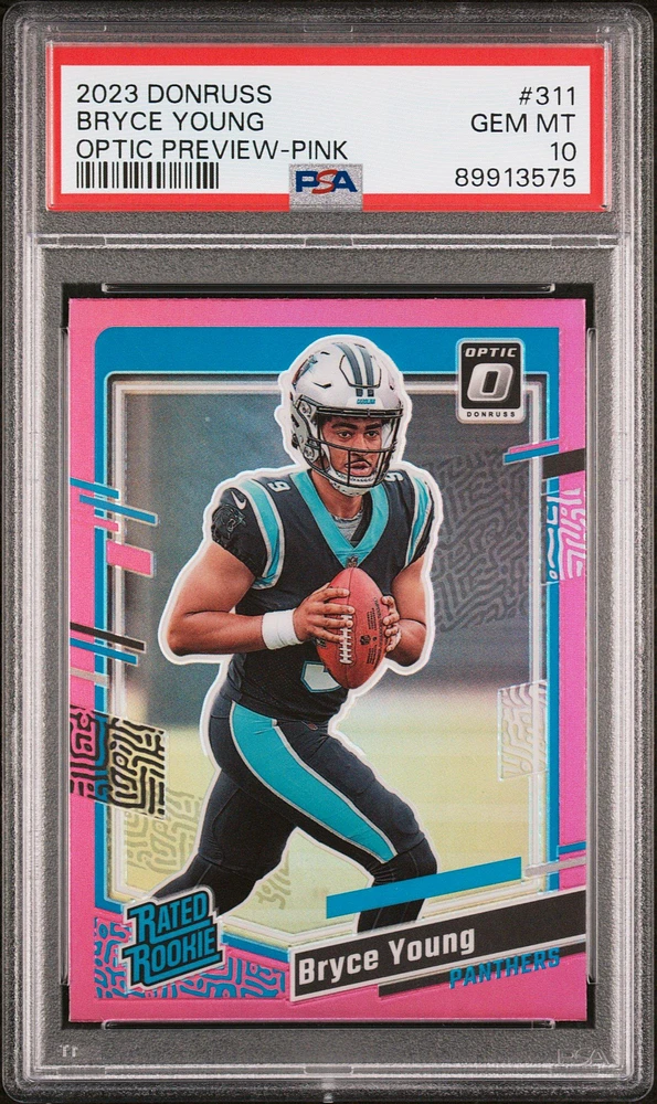 2023 Panini Donruss 311 Bryce Young Optic Preview-pink PSA 10