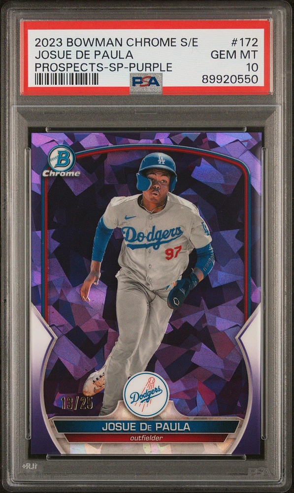 2023 Bowman Chrome Sapphire Edition Prospects 172 Josue De Paula Sp-purple PSA 10