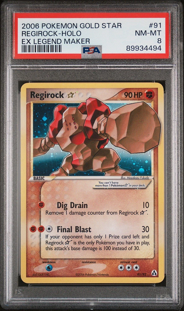 2006 Pokemon Ex Legend Maker 91 Regirock-holo Gold Star PSA 8