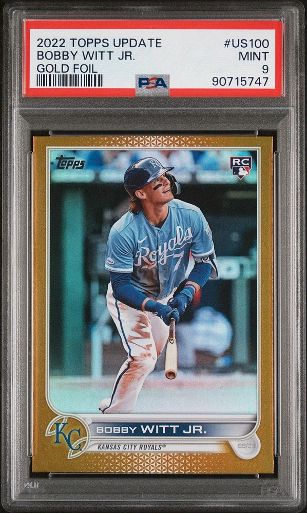 2022 Topps Update Us100 Bobby Witt Jr. Gold Foil PSA 9