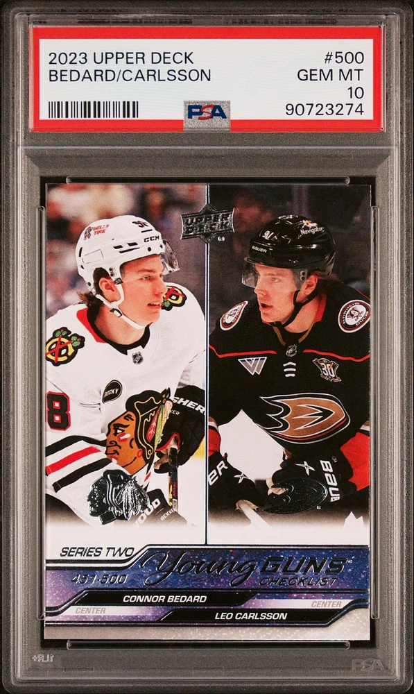 2023 Upper Deck 500 Connor Bedard/leo Carlsson PSA 10