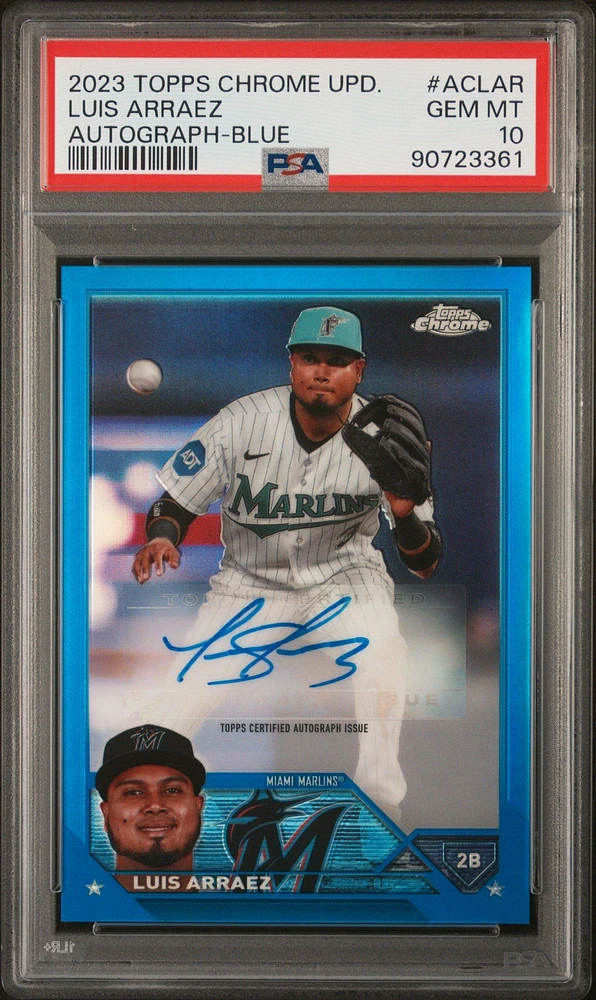 2023 Topps Chrome Update Autograph Aclar Luis Arraez Blue Refractor PSA 10