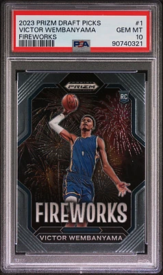 2023 Panini Prizm Draft Picks Fireworks 1 Victor Wembanyama PSA 10