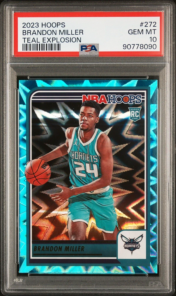 2023 Panini Nba Hoops 272 Brandon Miller Teal Explosion PSA 10