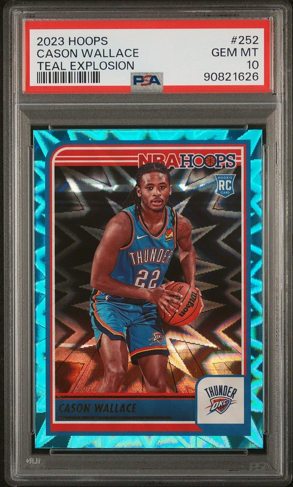 2023 Panini Nba Hoops 252 Cason Wallace Teal Explosion PSA 10