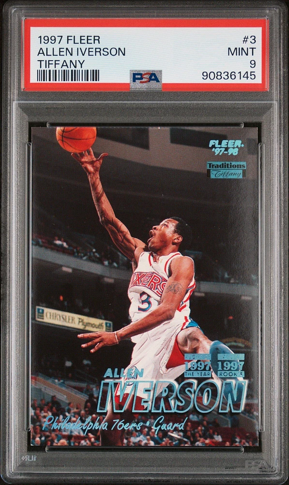 1997 Fleer 3 Allen Iverson Tiffany PSA 9