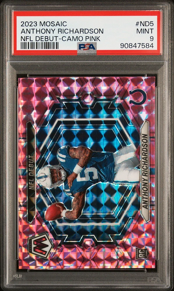 2023 Panini Mosaic Nfl Debut Nd5 Anthony Richardson Camo Pink PSA 9