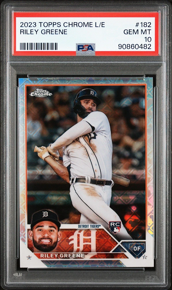 2023 Topps Chrome Logofractor Edition 182 Riley Greene PSA 10