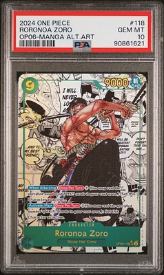 2024 One Piece Wings Of The Captain 118 Roronoa Zoro Manga Alternate Art PSA 10