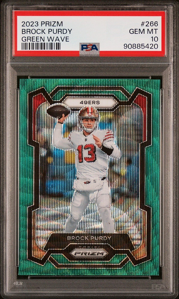 2023 Panini Prizm 266 Brock Purdy Green Wave PSA 10