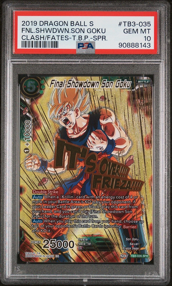 2019 Dragon Ball Super Card Game Themed Booster 3 Clash Of Fates Tb3-035 Final Showdown Son Goku Special Rare PSA 10