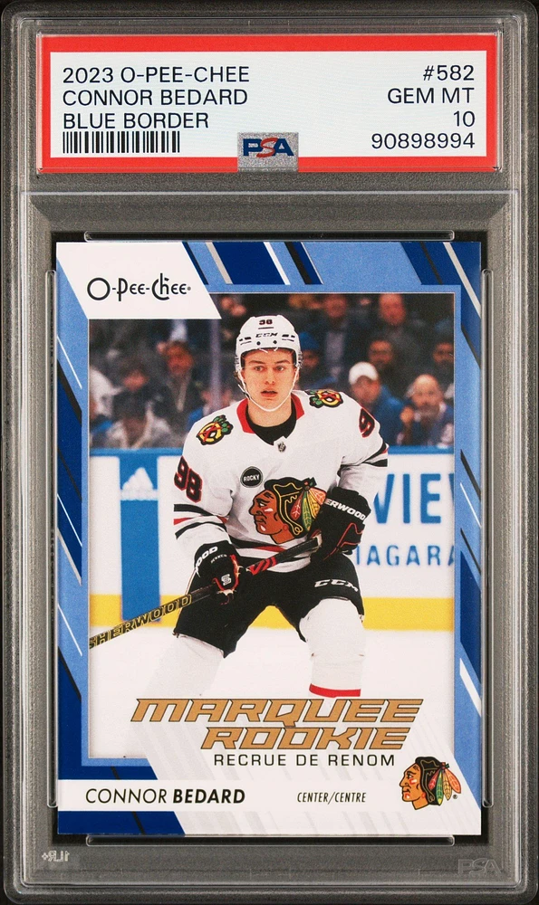 2023 Upper Deck O-pee-chee 582 Connor Bedard Blue Border PSA 10