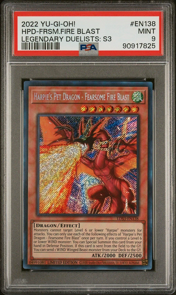 2022 Yu-gi-oh! Legendary Duelists: Season 3 En138 Harpie's Pet Dragon - Fearsome Fire Blast PSA 9