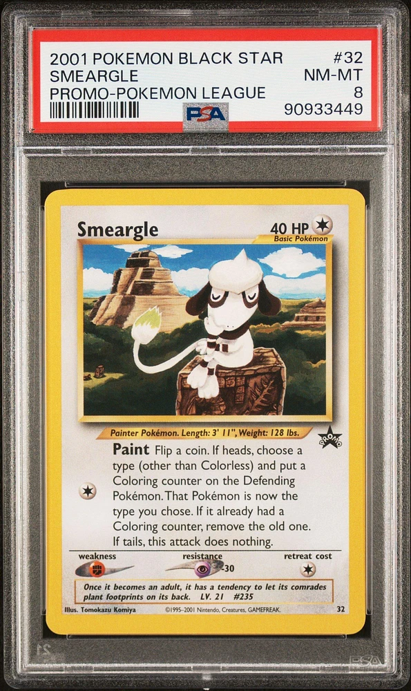 2001 Pokemon Promo Black Star 32 Smeargle Pokemon League PSA 8