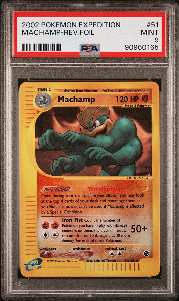 2002 Pokemon Expedition 51 Machamp-reverse Foil PSA 9